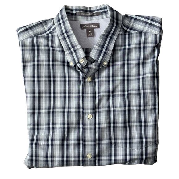 Eddie‎ Bauer Men's Button Down Shirt Size XL Blue Plaid Classic Fit Wrinkle Free - Picture 1 of 11